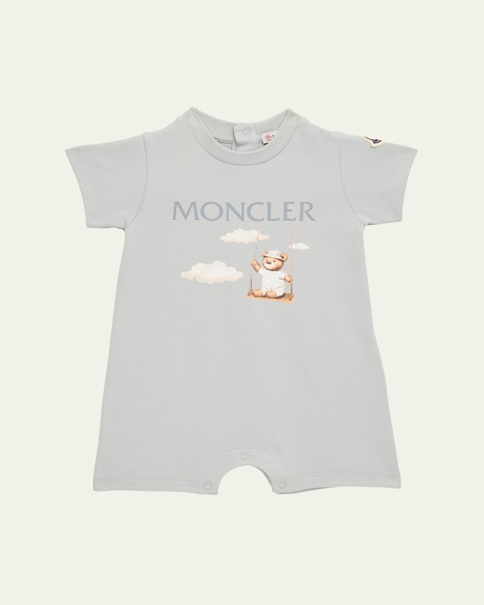 Kid's Bear Logo-Print Romper, Size Newbor
